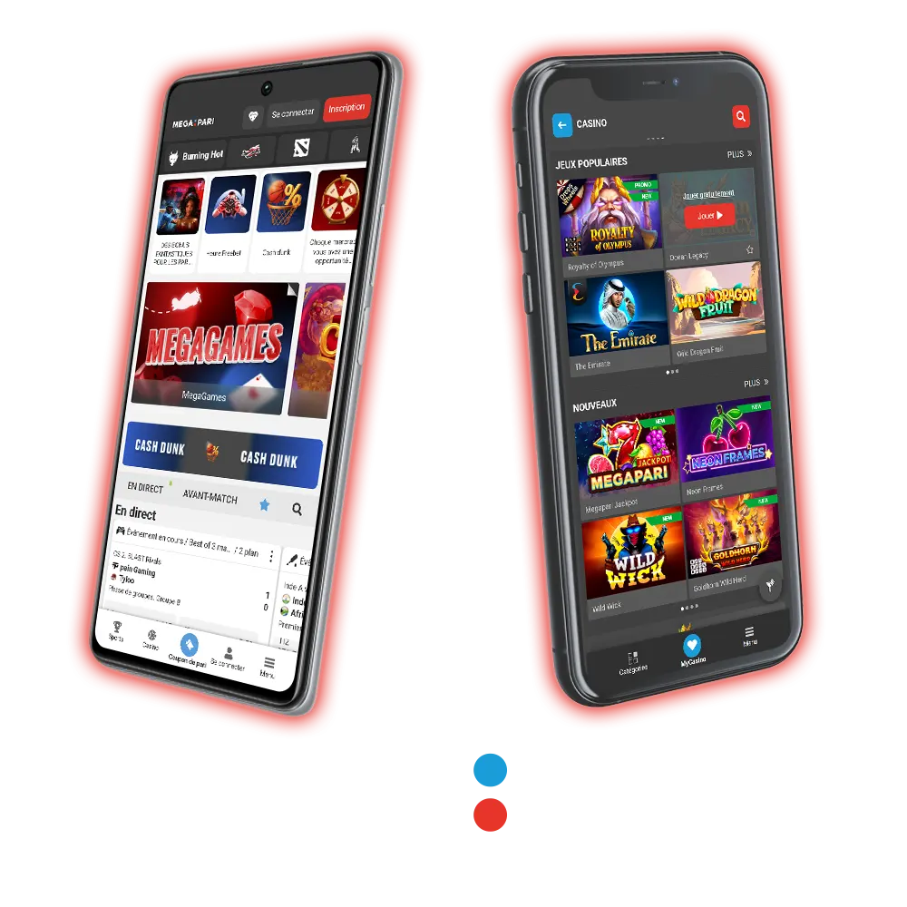 يمكنك الوصول بسرعة إلى جميع وظائف المنصة في تطبيق Megapari.