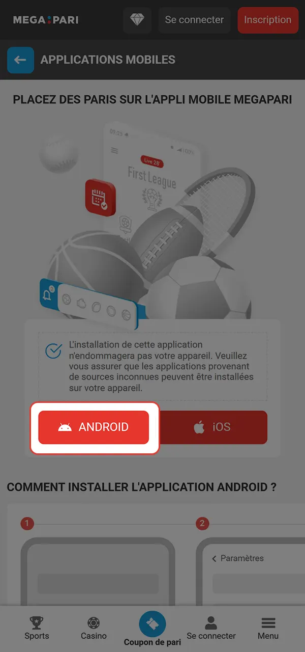 يمكنك الوصول إلى ألعابك المفضلة بفضل تطبيق Megapari العملي.