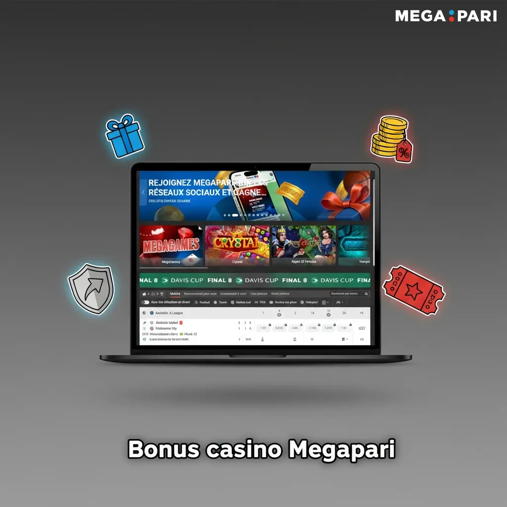Bannière Megapari: bonus casino — recharge 50%, cashback 10%, 50 tours gratuits, tournois slots, VIP jusqu’à 10 000 MAD