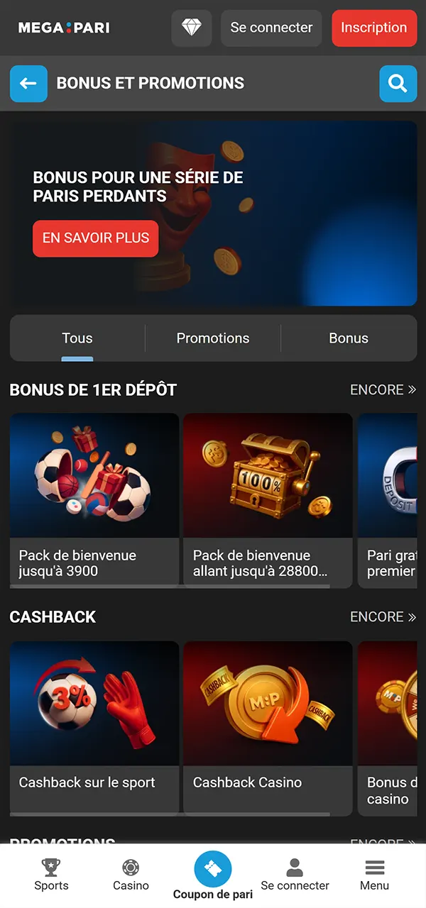تحقق من عروض Megapari واستفد من العروض.