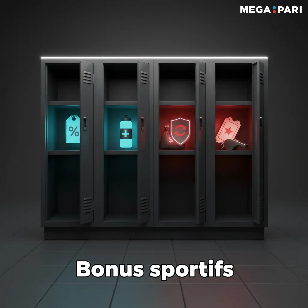 Bannière Bonus sportifs: foot, tennis, basket, cricket, esports. Freebet 50 MAD, Acca Boost 100 %, Cashback 5 %, Assurance
