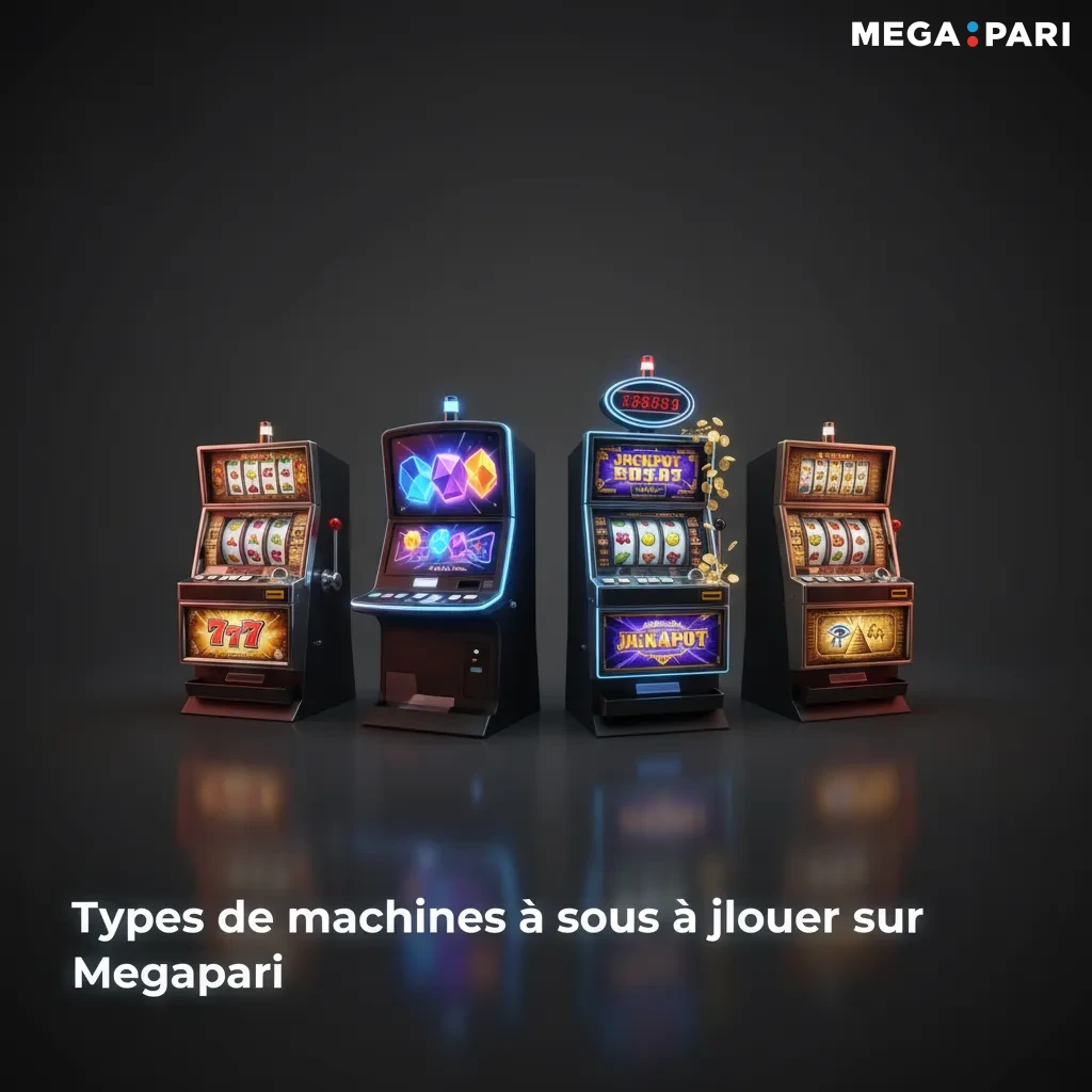 Visuel montrant 6 500 slots Megapari classées: classiques 3 rouleaux, vidéo 5 rouleaux, Megaways, Hold & Win, jackpots.